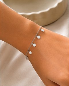 Pulseira Medalhas Prata 18cm