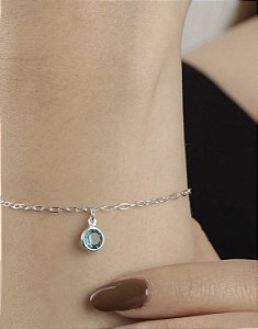 Pulseira Ponto de Luz Cor Verde Prata 19cm