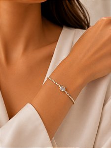 Pulseira Riviera Zircônia Oval Semijoia 18cm
