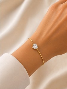 Pulseira Coração Semijoia 24cm