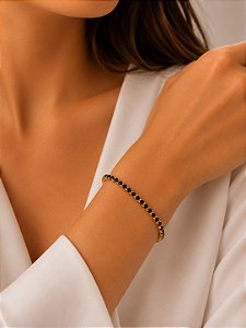 Pulseira Riviera Preta Semijoia 19cm
