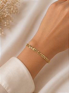 Pulseira Folha Semijoia 21,5cm