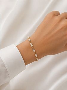 Pulseira Retangular Colors Cristal Semijoia 23cm