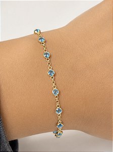 Pulseira Zircônia Colors Azul Semijoia 23cm