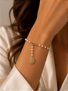 Pulseira Terço Nossa Senhora Semijoia 23,5cm