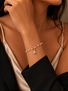 Pulseira Pérola Nossa Senhora Semijoia 18cm