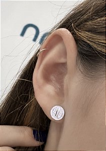Brinco Medalha São Bento Prata