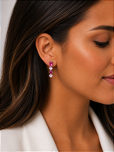 Brinco Cor Rosa Prata