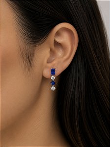 Brinco Cor Azul Prata
