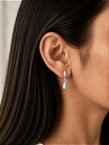 Brinco Gota Verde Prata