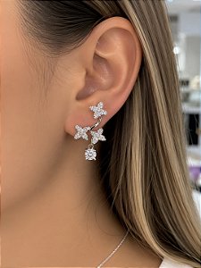 Brinco Flores Zircônia Prata