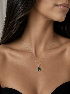 Colar Gota Prata 45cm - Diversas Cores