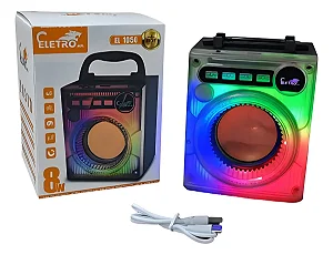 CAIXA DE SOM ELETROMEX 8W LED RGB COLORIDO EL-1054