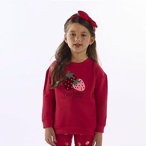 BLUSAO EM MOLETOM MORANGO VERMELHO UP BABY