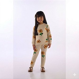 CONJUNTO BLUSAO E CALCA EM MOLETOM SEM FELPA 01 FL0079 FLORAL 0079