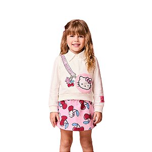 CONJUNTO MENINA HELLO KITTY CASACO E SHORTS MOMI