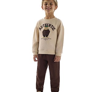 CONJUNTO BLUSAO E CALCA EM MOLETOM SEM FELPA 06 120304 BEGE