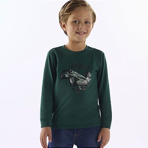 CAMISETA MANGA LONGA EM MEIA MALHA 04 185616 VERDE POSY