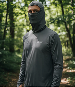 Camiseta Lycra UV Manga Longa Com Capuz Unissex EquipaJet - Cinza