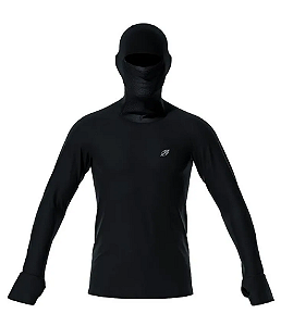 DUPLICADO - Camiseta Lycra UV Com Capuz Manga Longa Mormaii - Preto