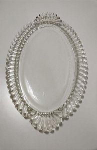 Bandeja Travessa Oval de Vidro Grosso Anos 70