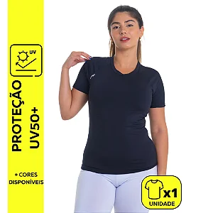 Camiseta Feminina Manga Curta com Proteção UV - Poliéster