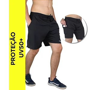 Bermuda Calção Masculino 2 em 1 Tactel com Segunda Pele