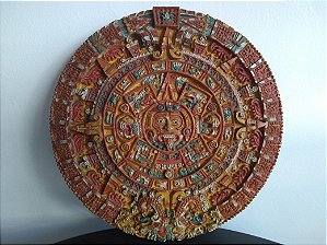 Pedra do Sol Asteca Colorida em Resina