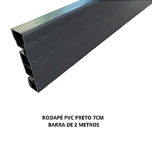 Rodapé de Pvc 7cm Barra de 2 Metros Real Pvc - Preto