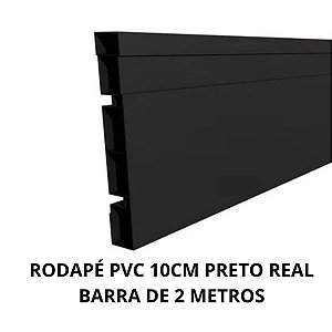 Rodapé de Pvc 10cm Barra de 2 Metros Real Pvc - Preto