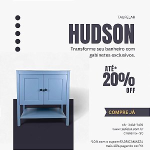 Gabinete para Banheiro Hudson 2 Portas 80cm com Pia - Azul