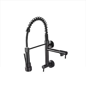 Torneira Gourmet 40cm Cozinha Flexível Fria Parede - Preto