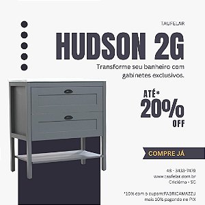 Gabinete para Banheiro Hudson 2 Gavetas 80cm com Pia - Cinza