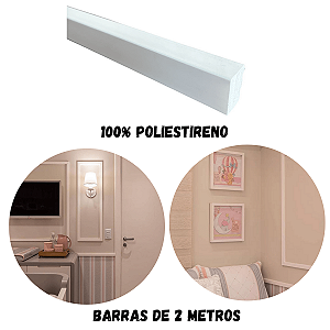 Rodameio Moldura Liso Poliestireno 3cm Barra de 2 Metros