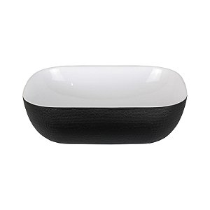 Cuba Bicolore Oval Textura 45x31cm Mazzu - Branco/Preto