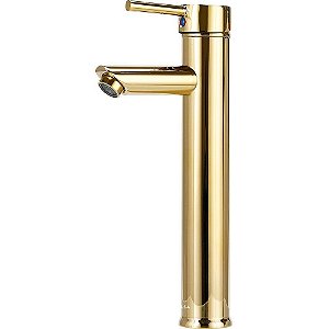 Torneira Monocomando Banheiro Alta F2002g Redonda - Dourada