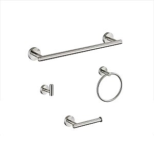 Kit Banheiro Acessórios 4 Peças Inox - Escovado