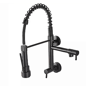 Torneira Gourmet 50cm Coz Flexível Fria Parede F1005b - Preta