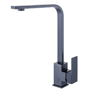 Torneira Monocomando Cozinha Alta Black F1028b Quadrada - Preto