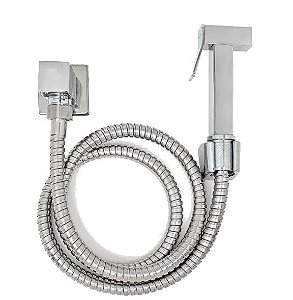 Ducha Higiênica Banheiro Metal Quadrada Completa - Cromado
