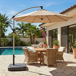 Ombrelone Guarda Sol Lateral Em Alúminio Com Base 3x3