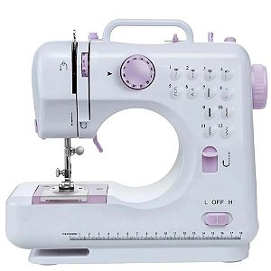 Máquina de Costura Portátil 12 Pontos para Tecidos Leves e Médios Bivolt