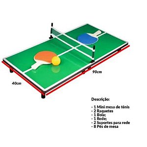 Mini Mesa de Ping-Pong 90X40 com Rede e Raquetes