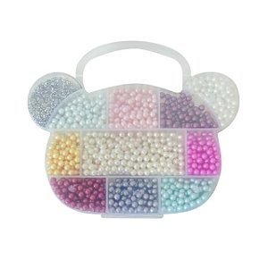 Kit Estojo Pérolas Completas ABS 6mm 10 Cores 1100 Peças