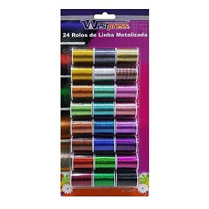 Cartela De Linhas Metálicas Sortidas Com 24 Cones LNH-TH0062 (NC+)