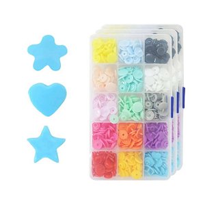 Kit de Botões De Pressão Estrela Coloridos Tic Tac Sortidos Box Com 150 Botões