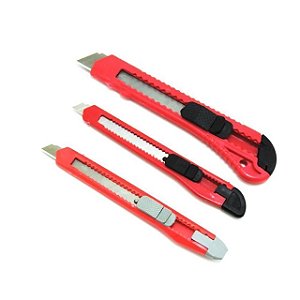 Estilete Cabo Plástico Colorido - 3 Unidades