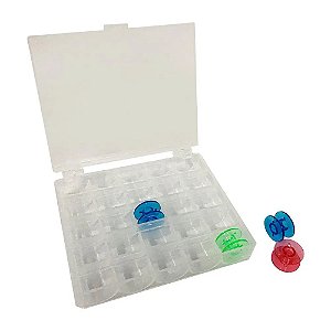 Caixa de 25 Bobinas Transparente Vazia