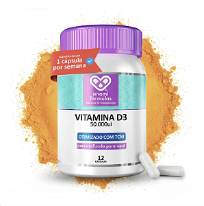 VITAMINA D3 50.000ui Colecalciferol - Fórmula com TCM para ALTA ABSORÇÃO - 12 Cápsulas - Anami