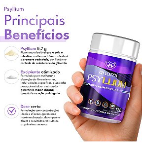 Psyllium 475mg Fibra Alimentar | 120 Cápsulas Veg - Anami